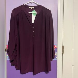 Chic Plum Blouse with Button Detail